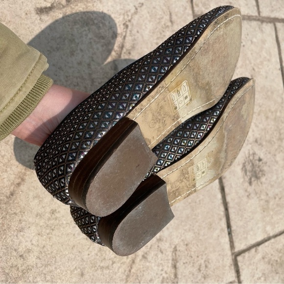 [9.5] J.Crew Black & White, Pink & Blue Diamond Print Almond Toe Tassle Loafers - Picture 9 of 11